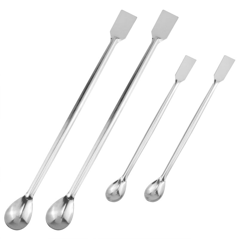 FINBe Lab Spatula Lab Sampling Spoon Lab Stir Spoon 2 in 1 Stainless Steel Mixing Double-Headed Reagent Sampling Spoon Scraper Tool 20cm 30cm 2pcs Each 4pcs - Image 1